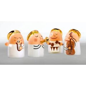 Alessi Angels Band 3, Engel Trommler und Harfinist, 2er Set, Weihnachtskrippe Figuren, handbemalt