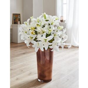 Kunstblumen-Bouquet Lilien, 12 St., weiss