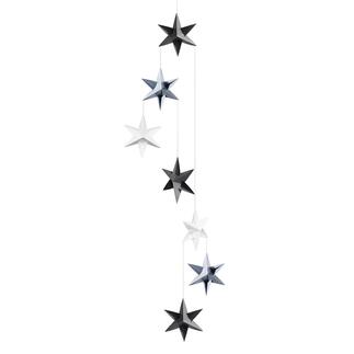 Mobile Sternentanz , Feinkarton, Origamioptik, grau/weiss, Sterne à 14 cm Ø, 120 cm