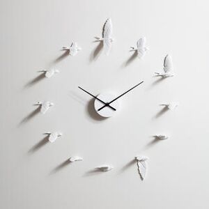 Haoshi Swallow X Clock, Schwalben-Wanduhr, Kunstharz, weiss