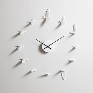 Haoshi Swallow X Clock, Schwalben-Wanduhr, Kunstharz, weiss