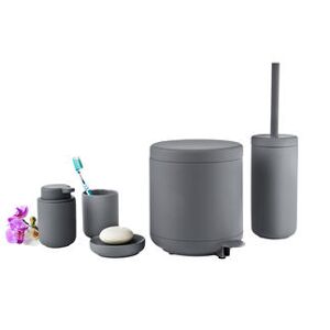 Zone Denmark Toilettenbürste Ume, geruchshemmender Deckel, Restwasserauffang, Steingut mit Soft-Touch-Beschichtung, grau