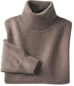 3-Ply-Kaschmir V-Pulli oder Rolli, Rolli - 50/52 - Taupe