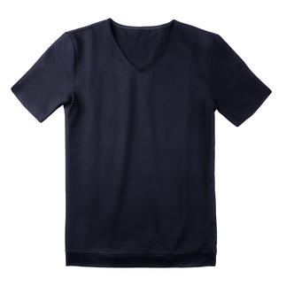 Piqué-Pyjama-Langarm-Polo, V-Shirt, -Shorts oder -Hose, V-Shirt - 52 - Navy