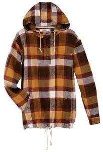 Portugiesischer Flanell-Hoodie, 50 - Rost/Braun/Weiss