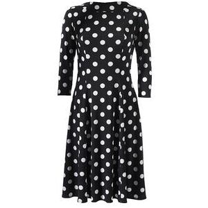 Swing Polka Dots-Kleid, 44 - Schwarz/Weiss