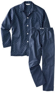 Derek Rose Winston-Pyjama, Lang - 52/54 - Marine/Ecru