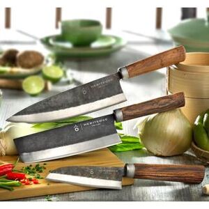 Küchenmesser aus Carbonstahl, 3er-Set (Office-, Gemüse- und Kochmesser)
