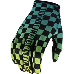 Troy Lee Designs Flowline Checkers Fahrradhandschuhe L Schwarz Grün Gelb