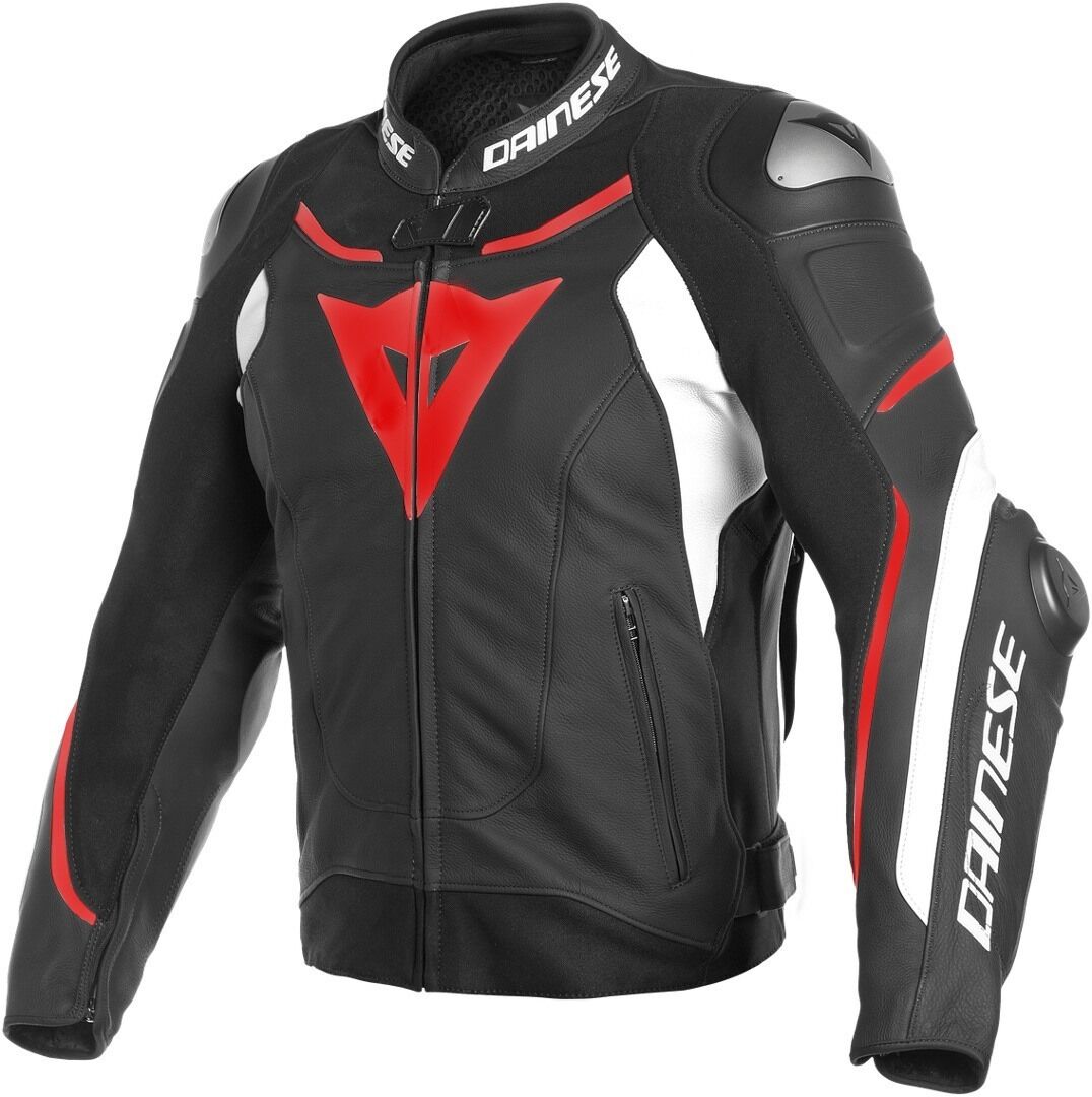 Dainese Super Speed 3 Motorrad Lederjacke 62 Schwarz Weiss Rot