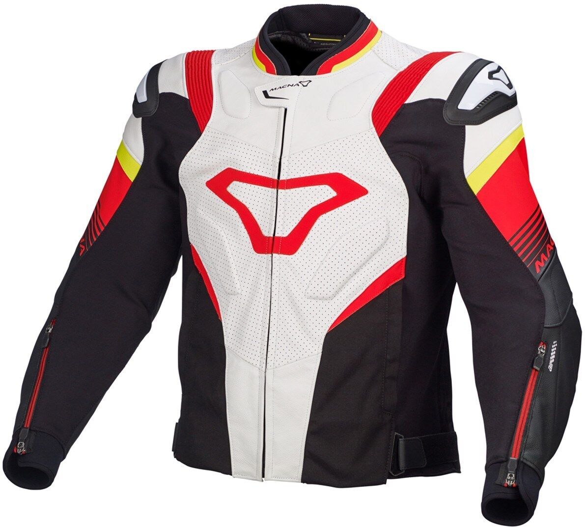 Macna Ripper Motorrad Lederjacke 52 Weiss Rot