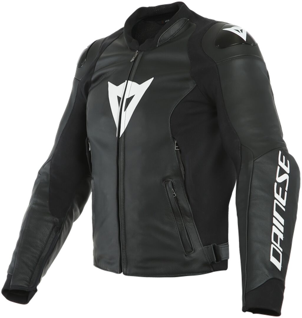 Dainese Sport Pro Perforierte Motorrad Lederjacke 58 Schwarz Weiss