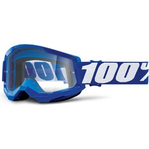 100% Strata 2 Clear Motocross Brille Einheitsgröße Weiss Blau