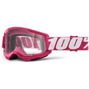 100% Strata 2 Clear Motocross Brille Einheitsgröße Weiss Pink