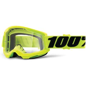 100% Strata 2 Clear Motocross Brille Einheitsgröße Schwarz Gelb