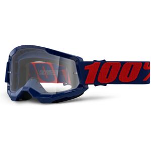 100% Strata 2 Clear Motocross Brille Einheitsgröße Rot Blau