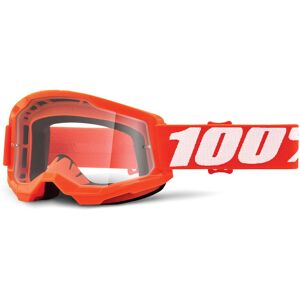 100% Strata 2 Clear Motocross Brille Einheitsgröße Weiss Orange