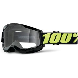 100% Strata 2 Clear Motocross Brille Einheitsgröße Schwarz Gelb