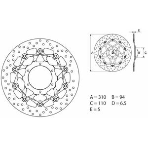 Brembo S.p.A. Serie Oro runde schwimmend gelagerte Bremsscheibe