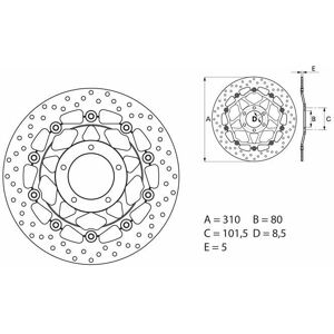 Brembo S.p.A. Serie Oro runde schwimmend gelagerte Bremsscheibe