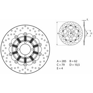 Brembo S.p.A. Serie Oro runde schwimmend gelagerte Bremsscheibe