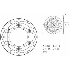 Brembo S.p.A. Serie Oro runde schwimmend gelagerte Bremsscheibe