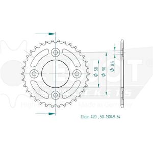 ESJOT Kettenrad, 34 Zähne, 420er Teilung (1/2x1/4)