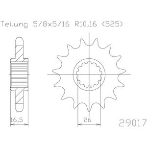 ESJOT Kettenritzel, gummiert, 16 Zähne