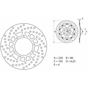 Brembo S.p.A. Serie Oro Runde feste Bremsscheibe 230 mm