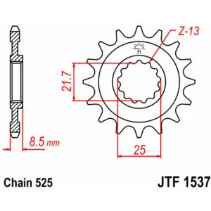 JT SPROCKETS Standard-Stahlkettenrad 1537 - 525 100 mm