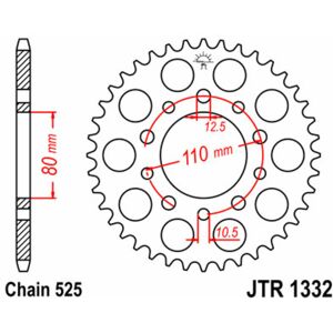 JT SPROCKETS Standard-Stahlkrone 1332 - 525