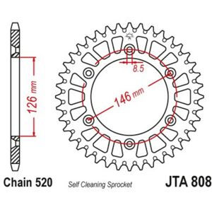 JT SPROCKETS Ultraleichte Anti-Schlamm-Aluminiumkrone 808 - 520