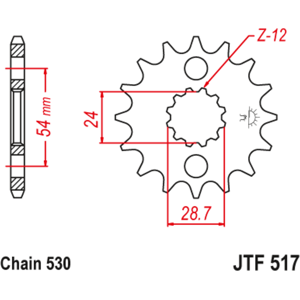 JT SPROCKETS Stahl Geräuschfreies Kettenrad 517 - 530