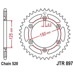 JT SPROCKETS Standard-Stahlkrone 897 - 520