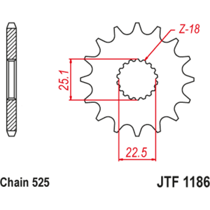 JT SPROCKETS Stahl Geräuschfreies Ritzel 1186 - 525