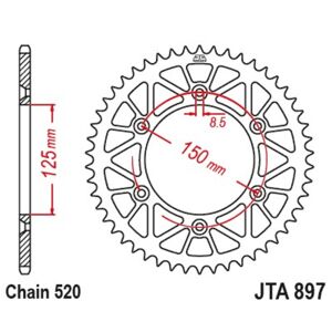 JT SPROCKETS Racelite Aluminium Schwarz Ritzel 897 - 520  schwarz