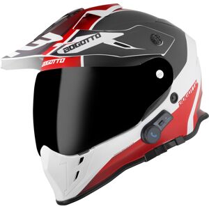 Bogotto H331 BT Tour EVO Bluetooth Enduro Helm XS Schwarz Weiss Rot