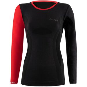 Lenz 6.0 Merino Round Neck Damen Langarmshirt XS Schwarz Rot