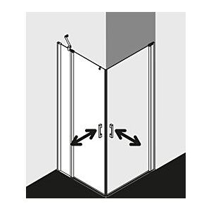 Kermi Pega Pendeltür-Eckeinstiegshälfte 2-tlg. PEEPL08320VZK 83x200cm, silber hochglanz ESG SR Arena C Clean, links, auf Duschplatz