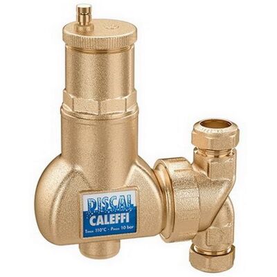 Caleffi Discal Mikroblasenabscheider 551702 Ø 22mm Klemmverschraubung, Messing-Gehäuse, für horizontale und vertikale Rohrleitungen Caleffi Discal Mikroblasenabscheider 551702 Ø 22mm Klemmverschraubung, Messing-Gehäuse, für horizontale und vertikale Rohrleitungen