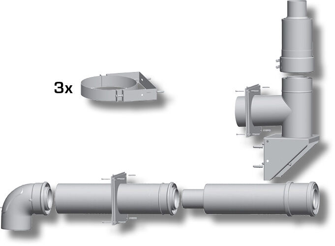 Wolf Paket Abgasleitung 2651501Z01 Ø 80/125, bis 50kW, für Fassade