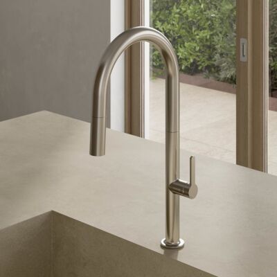 Kludi AUREA Küchenarmatur DN 15 55852N575 mit herausziehbarer Geschirrbrause, Schwenkauslauf, Stainless Brushed Nickel Kludi AUREA Küchenarmatur DN 15 55852N575 mit herausziehbarer Geschirrbrause, Schwenkauslauf, Stainless Brushed Nickel