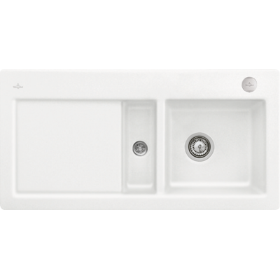 Villeroy und Boch Subway Flächenbündige Spüle 67122FRW Becken rechts, mit Ablaufgarnitur und Excenterbetätigung, Stone White Villeroy und Boch Subway Flächenbündige Spüle 67122FRW Becken rechts, mit Ablaufgarnitur und Excenterbetätigung, Stone White