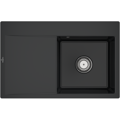 Villeroy und Boch Subway Style 45 Flat Flächenbündige Spüle 33471FR7 rechts, mit Ablaufgarnitur, Handbetätigung, pure black, 78 x 51 cm Villeroy und Boch Subway Style 45 Flat Flächenbündige Spüle 33471FR7 rechts, mit Ablaufgarnitur, Handbetätigung, pure black, 78 x 51 cm