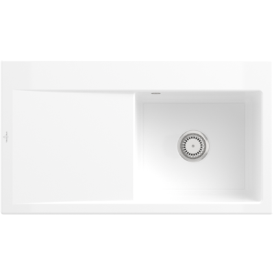 Villeroy und Boch Subway Style 50 Einbauspüle 335101KG Becken rechts, Ablaufgarnitur mit Handbetätigung, 900 x 510 mm, Snow White Villeroy und Boch Subway Style 50 Einbauspüle 335101KG Becken rechts, Ablaufgarnitur mit Handbetätigung, 900 x 510 mm, Snow White