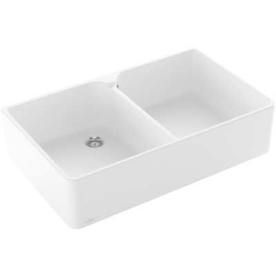 Villeroy und Boch Spülstein Doppelbecken 639001RW Ablaufgarnitur mit Handbetätigung, Stone White Villeroy und Boch Spülstein Doppelbecken 639001RW Ablaufgarnitur mit Handbetätigung, Stone White