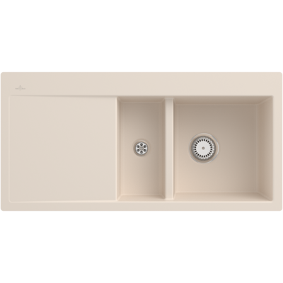 Villeroy und Boch Subway Flächenbündige Spüle 67121FFU Becken rechts, mit Ablaufgarnitur und Handbetätigung, Ivory Villeroy und Boch Subway Flächenbündige Spüle 67121FFU Becken rechts, mit Ablaufgarnitur und Handbetätigung, Ivory