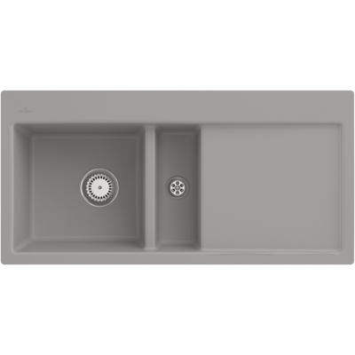 Villeroy und Boch Subway Flächenbündige Spüle 67701FKD Becken links, mit Ablaufgarnitur und Handbetätigung, Fossil Villeroy und Boch Subway Flächenbündige Spüle 67701FKD Becken links, mit Ablaufgarnitur und Handbetätigung, Fossil
