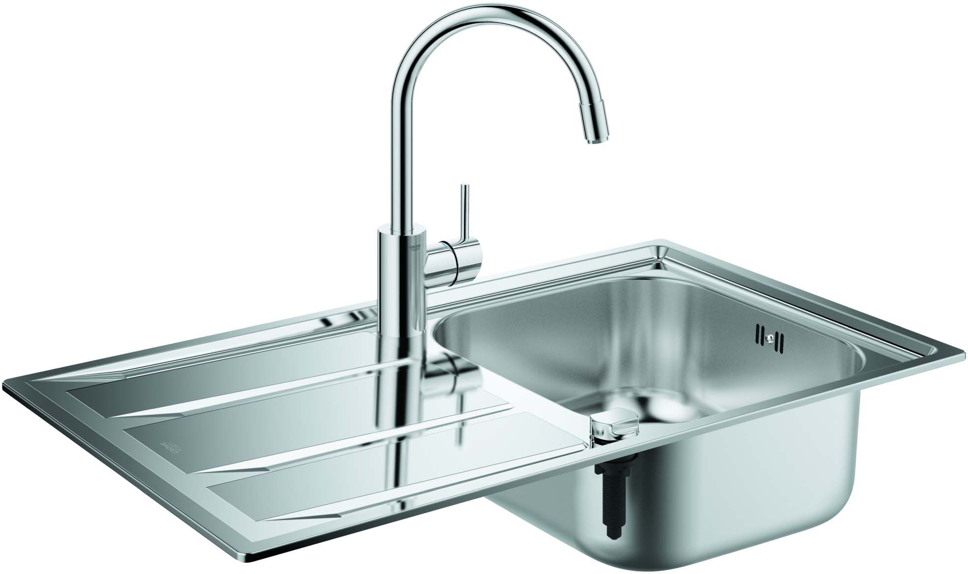 Grohe K400 Einbauspüle-Set 31570SD0 860x500mm, 1 Becken, mit Einhebel-Spültischarmatur, Edelstahl