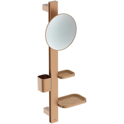 Ideal Standard Beauty Bar S700 Kosmetikspiegel BD589BR mit Spiegel, Ablage und Seifenkorb, Ø 20 cm, Bronze Ideal Standard Beauty Bar S700 Kosmetikspiegel BD589BR mit Spiegel, Ablage und Seifenkorb, Ø 20 cm, Bronze